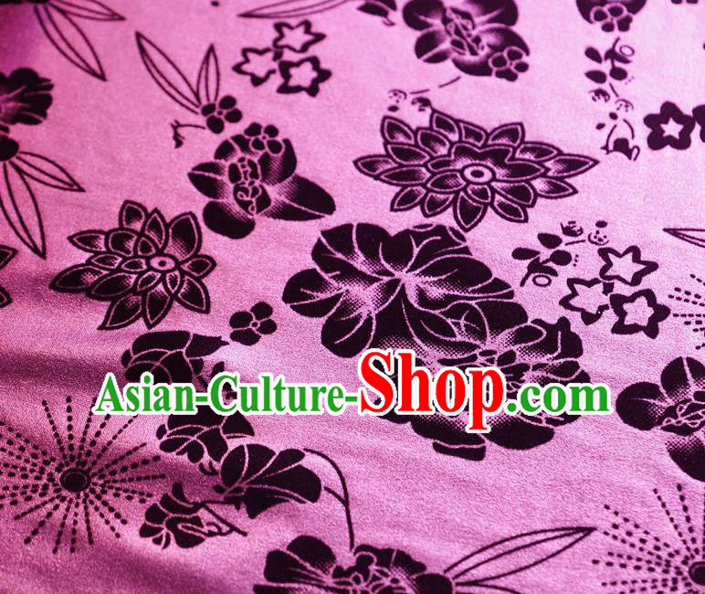 Chinese Traditional Flowers Pattern Design Pink Flocking Fabric Velvet Cloth Asian Pleuche Material