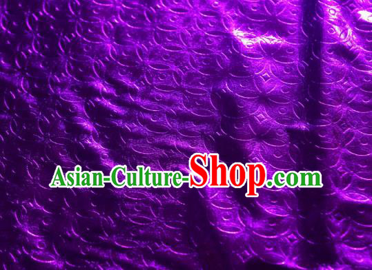 Chinese Traditional Copper Cash Pattern Design Purple Spandex Fabric Cloth Material Asian Dress Anaglyph Drapery