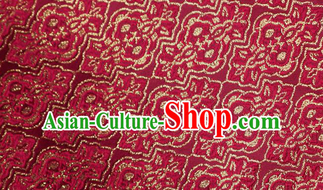 Chinese Traditional Jacquard Pattern Design Wine Red Satin Brocade Fabric Tapestry Cloth Asian Silk Material