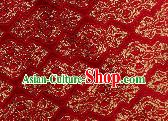 Chinese Traditional Jacquard Pattern Design Red Satin Brocade Fabric Tapestry Cloth Asian Silk Material