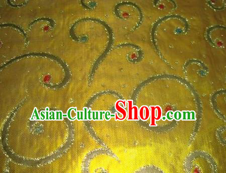 Chinese Traditional Gilding Pattern Design Golden Satin Fabric Cloth Silk Crepe Material Asian Dress Drapery