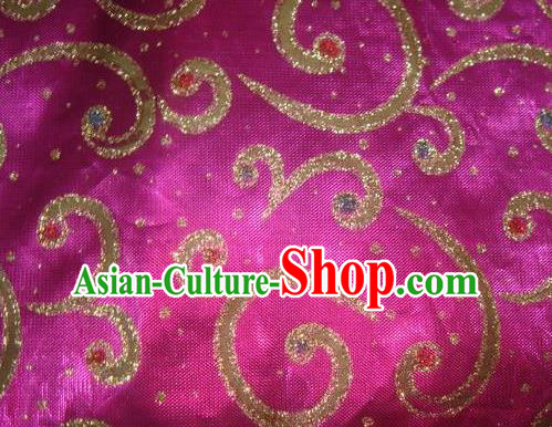 Chinese Traditional Gilding Pattern Design Rosy Satin Fabric Cloth Silk Crepe Material Asian Dress Drapery