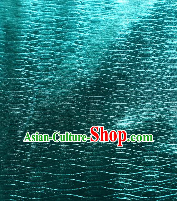 Chinese Traditional Anaglyph Pattern Design Lake Blue Spandex Fabric Cloth Material Asian Dress Drapery