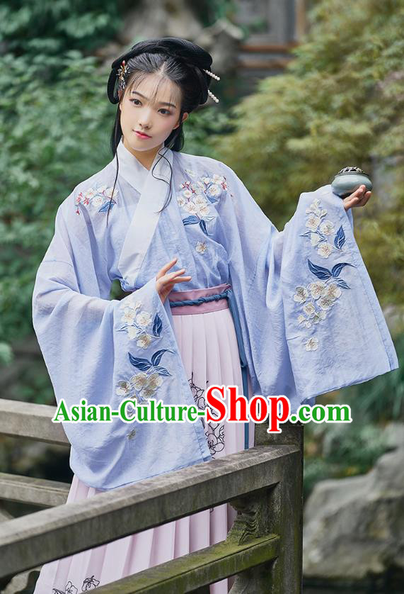 Traditional Chinese Ancient Palace Lady Hanfu Dress Apparels Han Dynasty Princess Historical Costumes Embroidered Blouse and Skirt for Women