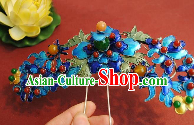 Chinese Traditional Qing Dynasty Imperial Concubine Gems Hairpin Headwear Ancient Manchu Princess Hair Accessories Hair Clip