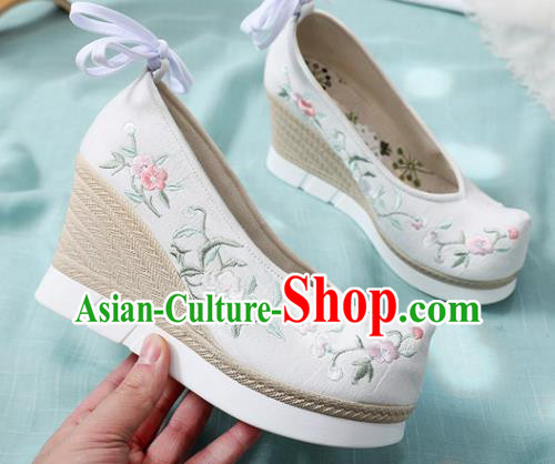 Chinese Traditional National Wedges Heel Shoes Cloth Shoes Embroidered Shoes Hanfu Shoes Women Shoes Handmade Shoes