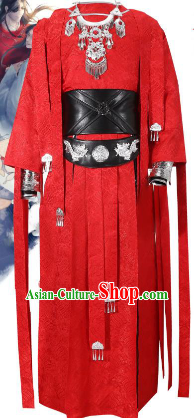Traditional Chinese Cosplay Swordsman Red Costumes China Ancient Knight Clothing for Women