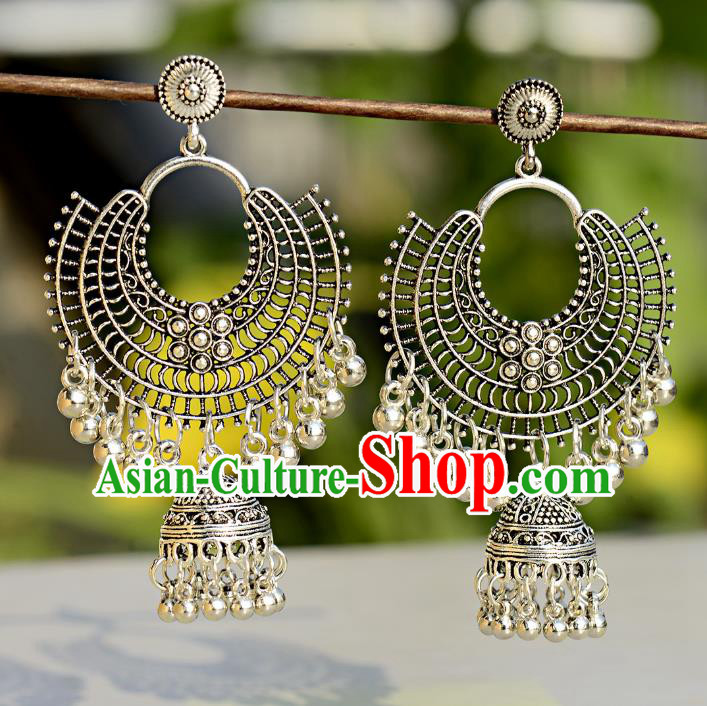 Asian India Traditional Bells Eardrop Asia Indian Tassel Earrings Belly Dance Jewelry Accessories for Women