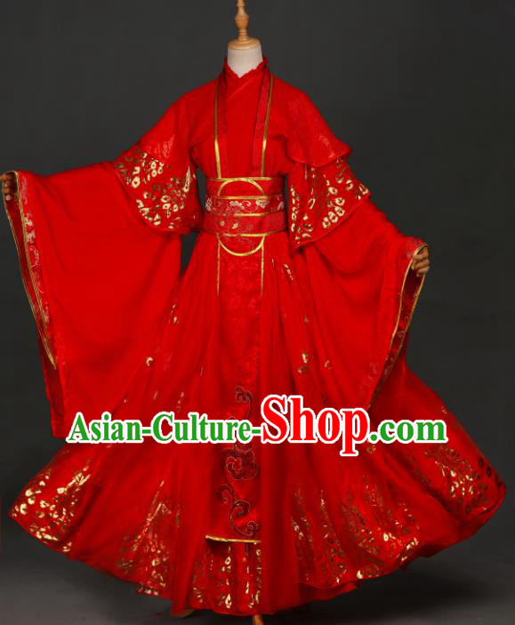 Traditional Chinese Cosplay Crown Prince Xie Lian Wedding Costumes Ancient Swordsman Garment Childe Red Clothing for Men