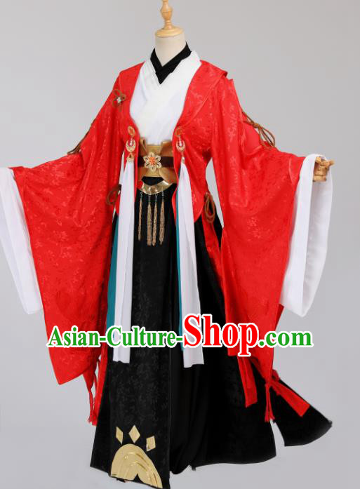Traditional Chinese Cosplay Prince Red Costumes Ancient Swordsman Garment Childe Clothing for Men