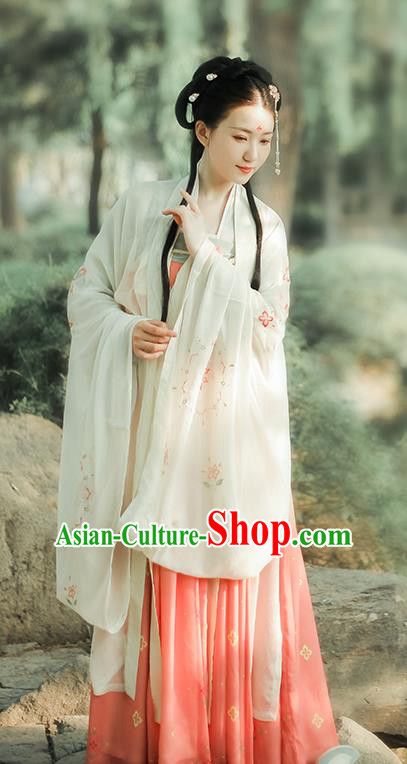 Traditional Chinese Tang Dynasty Noble Princess Costumes Ancient Palace Lady Hanfu Dress Embroidered Cape Blouse and Skirt Full Set