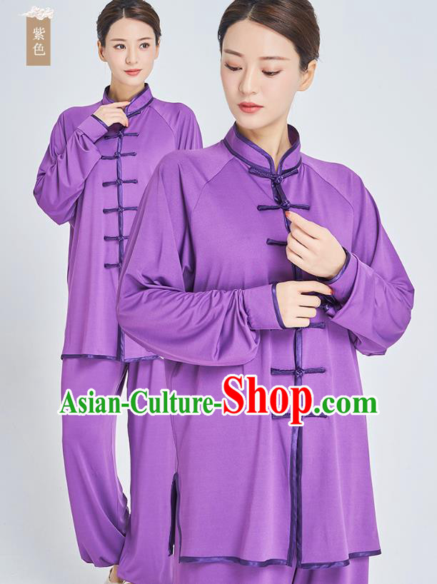 Professional Kung Fu Training Purple Milk Fiber Uniforms Martial Arts Shaolin Gongfu Costumes Tai Ji Clothing for Women