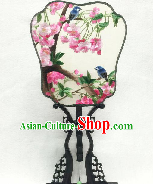 China Handmade Suzhou Embroidered Begonia Silk Fan Traditional Palace Fan Classical Dance Hanfu Fan