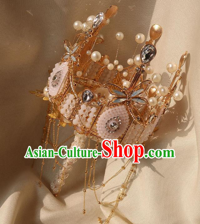 Top Grade Baroque Queen Beads Royal Crown Sceptre Wedding Bridal Bouquet Handmade Bride Opal Dragonfly Cane