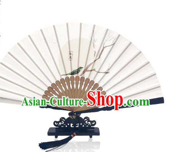 Chinese Classical Dance Silk Fan Printing Twenty Four Solar Terms Folding Fan Handmade the Winter Solstice Accordion