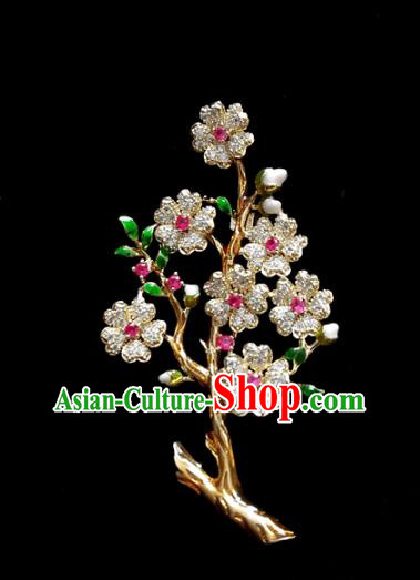 Top Baroque Queen Zircon Plum Blossom Brooch Court Jewelry Crystal Breastpin Accessories