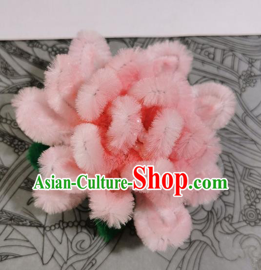 China Handmade Hair Stick Ancient Princess Hair Accessories Traditional Hanfu Pink Velvet Camellia Hairpin