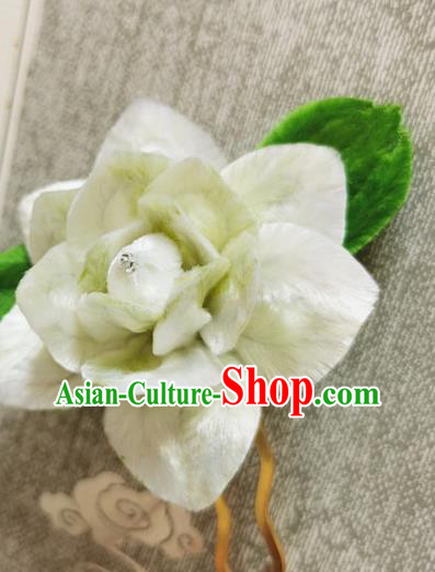Handmade China Traditional Hanfu Hair Accessories Ancient Palace Hairpin Velvet Gardenia Hair Stick