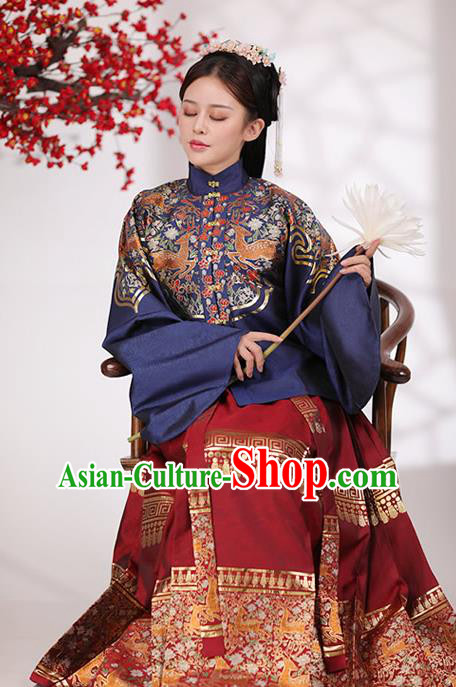 China Ancient Noble Lady Costumes Traditional Ming Dynasty Young Mistress Historical Clothing