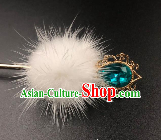 China Ancient Hanfu Hairpin Ming Dynasty Princess Hair Stick Traditional Green Crystal Hair Accessories