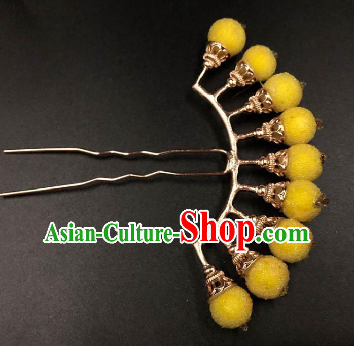 China Ming Dynasty Hair Stick Ancient Palace Lady Yellow Berry Hairpin Traditional Hanfu Hair Accessories