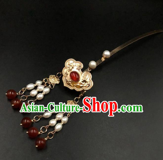 China Ming Dynasty Empress Hair Stick Ancient Queen Golden Hairpin Traditional Hanfu Hair Accessories