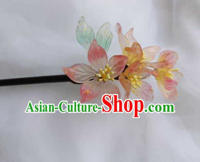 China Ming Dynasty Wood Hairpin Traditional Hanfu Hair Accessories Ancient Princess Epiphyllum Hair Stick