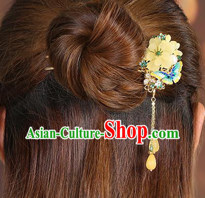 China Classical Cloisonne Butterfly Hair Stick Traditional Cheongsam Hair Accessories Handmade Flower Hairpin