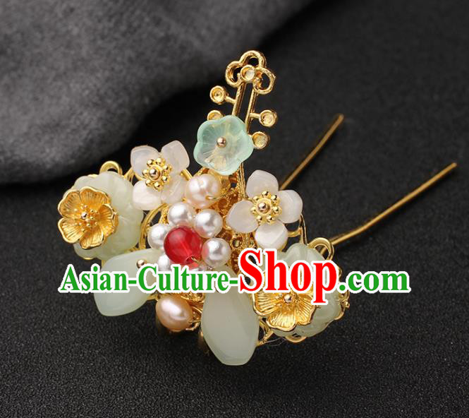 China Traditional Hanfu Flowers Hair Crown Ancient Princess Hair Accessories Golden Hairpin