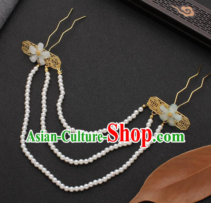 China Traditional Hanfu Golden Hair Sticks Ancient Tang Dynasty Palace Lady Hairpin