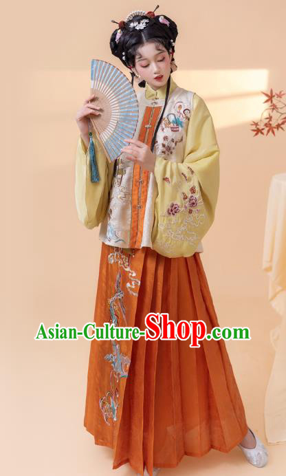 Ancient China Ming Dynasty Historical Costumes Traditional Embroidered Hanfu Dress Noble Female Clothing