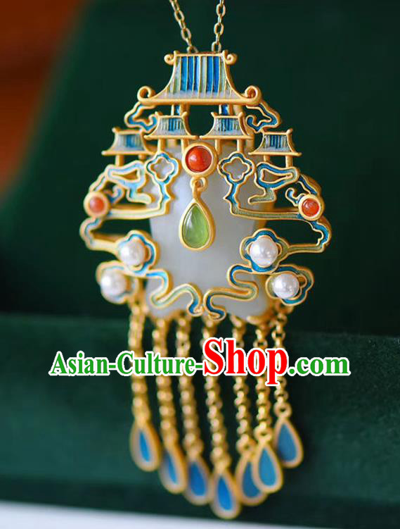 China Handmade Heavenly Southern Gate Necklace Pendant Accessories Traditional Jade Necklet Jewelry