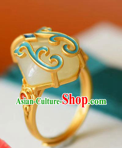 Chinese Classical National Jade Circlet Handmade Jewelry Accessories Qing Dynasty Court Ring