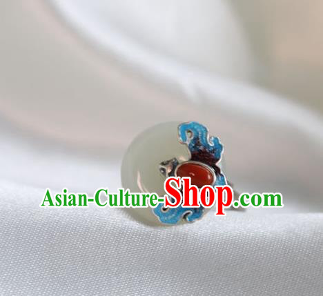 Chinese Classical Blueing Bat Circlet Handmade Jewelry Accessories National Jade Ring