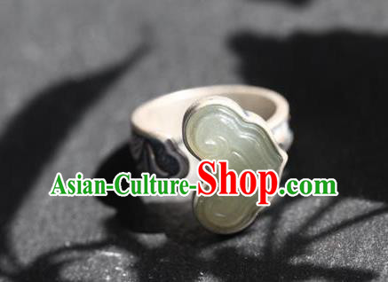 Chinese National Jade Cloud Ring Handmade Jewelry Accessories Classical Silver Circlet