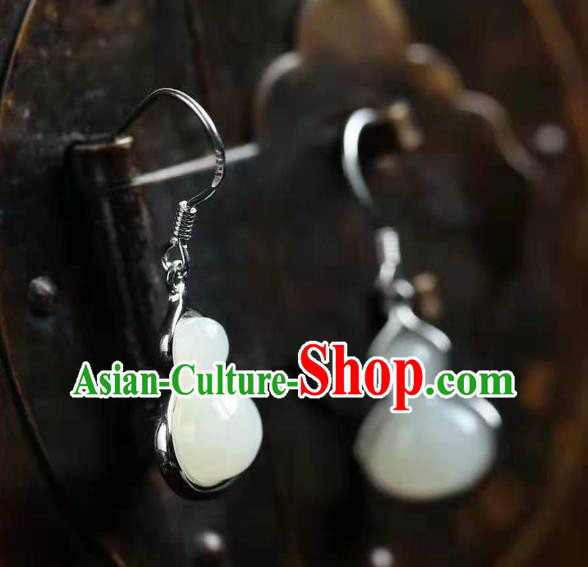 China Traditional Jade Cloud Ear Jewelry Accessories National Cheongsam Silver Earrings