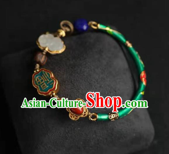 China Handmade Cloisonne Bracelet Traditional Jewelry Accessories National Lotus Seedpod Tassel Bangle
