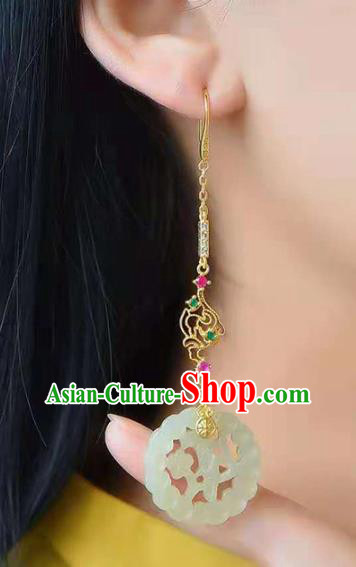 Handmade China Wedding Ear National Jewelry Accessories Traditional Cheongsam Crystal Jade Earrings