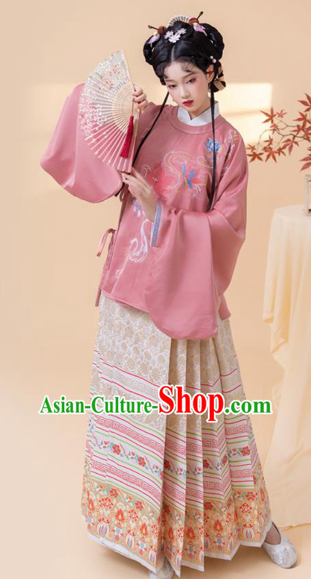 China Ancient Noble Beauty Embroidered Hanfu Clothing Traditional Ming Dynasty Palace Princess Historical Costumes