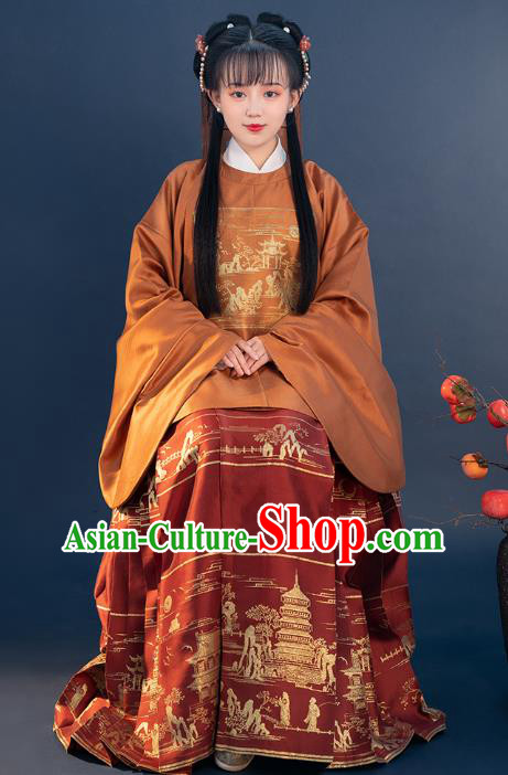 Ancient China Noble Lady Hanfu Clothing Traditional Ming Dynasty Palace Beauty Historical Costumes for Women