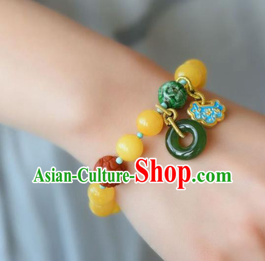 China Handmade Beeswax Bracelet Traditional Jewelry Accessories National Cloisonne Jadeite Bangle