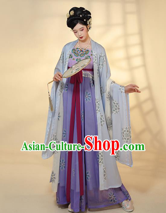 Traditional China Tang Dynasty Court Lady Historical Costumes Ancient Young Beauty Hanfu Dress