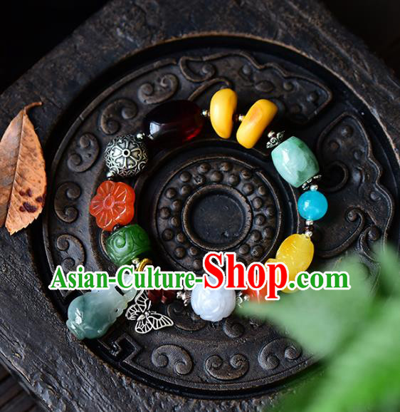 China National Gems Bangle Traditional Court Jewelry Accessories Handmade Jadeite Bracelet