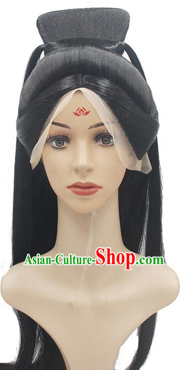 Chinese Traditional Ancient Goddess Wigs Sheath Ming Dynasty Empress Hair Chignon Headwear