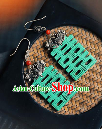 Handmade Chinese Traditional Wedding Ear Jewelry Classical Cheongsam Earrings Accessories Silver Bat Eardrop