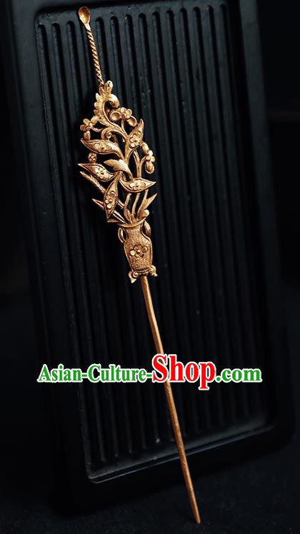 China Handmade Hair Accessories Golden Hair Stick Traditional Hanfu Earpick Hairpin
