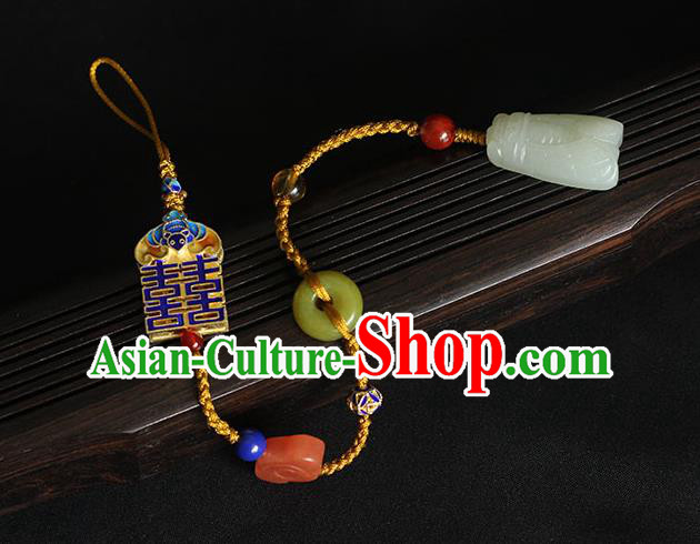 Chinese Handmade National Wedding Breastpin Pendant Cheongsam Jewelry Accessories Classical Jade Cicada Tassel Brooch