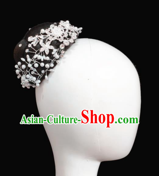 Traditional China Handmade Fan Dance Wig Chignon Stage Show Hair Accessories Folk Dance Headwear
