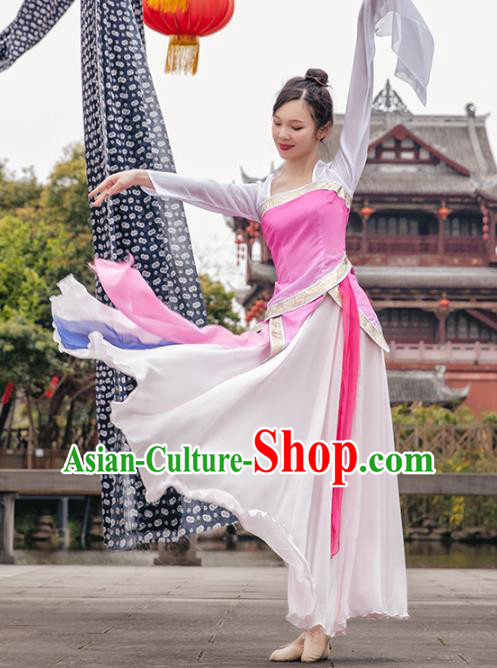 Traditional China Classical Dance Clothing Stage Show Costumes Pink Blouse and Skirt Outfits
