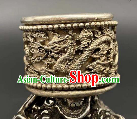 China National Silver Carving Dragon Ring Handmade Jewelry Accessories Traditional Thimble Circlet